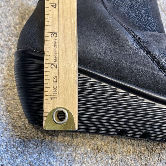 Skechers Ankle Wedge Booties 10 EU 40 Black Memory Foam Grunge Casual Comfort - Picture 5 of 12